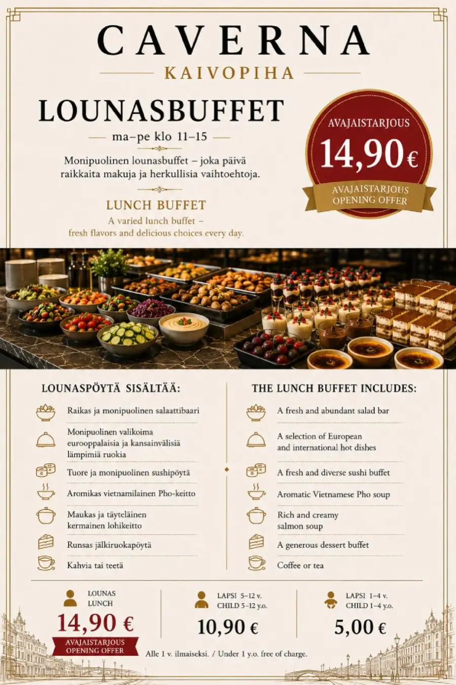 Caverna Kaivopiha lounasbuffet